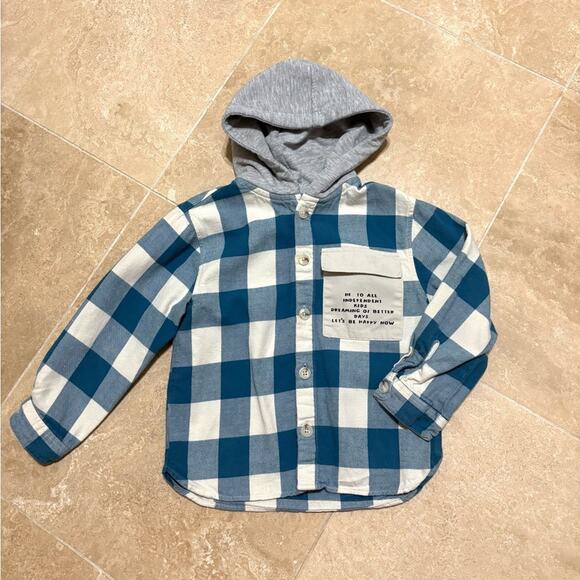 Zara plaid shacket hoodie - Picture 1 of 5